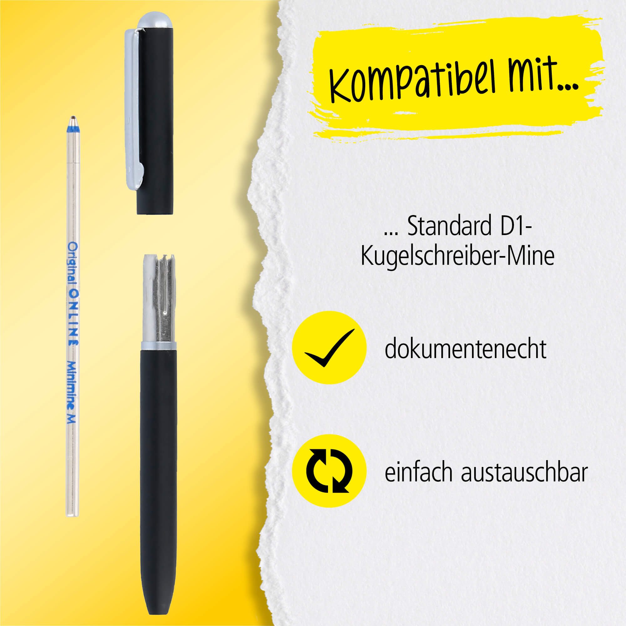 Online Pen Kugelschreiber Mini Portemonnaie Drehkugelschreiber, inkl. Standard D1-Qualitätsmine, blauschreibend – Bild 5 von 5
