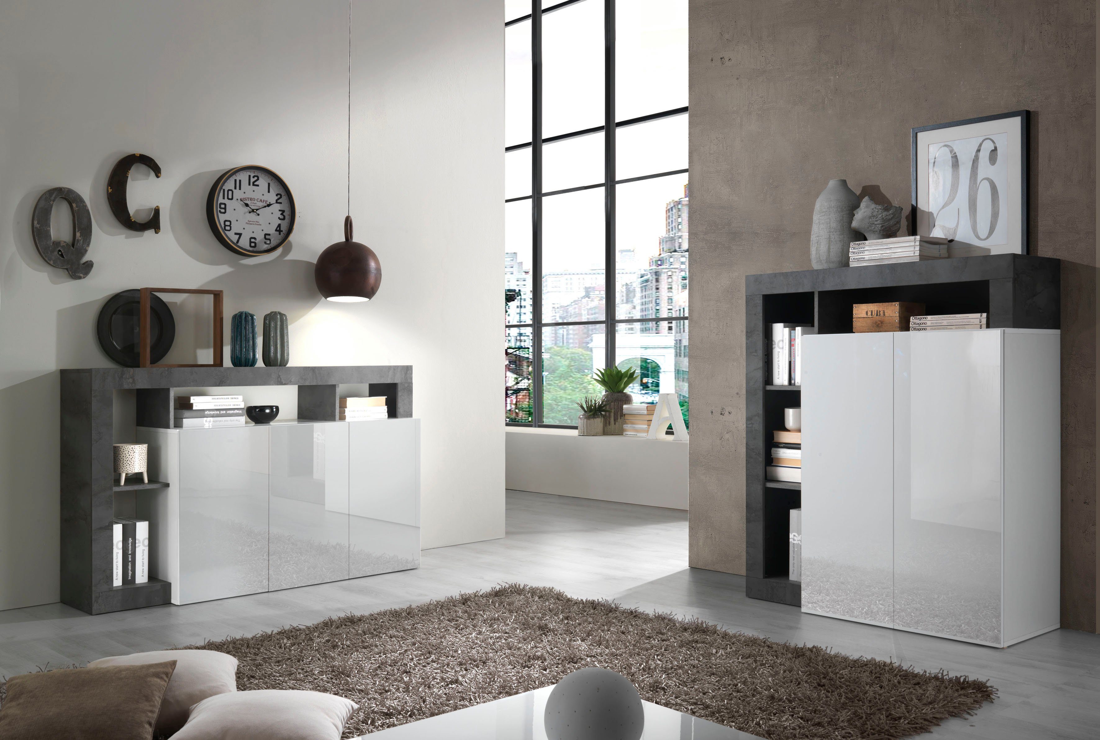 LC 146 Breite cm Sideboard Hamburg, Weiß/Ossido