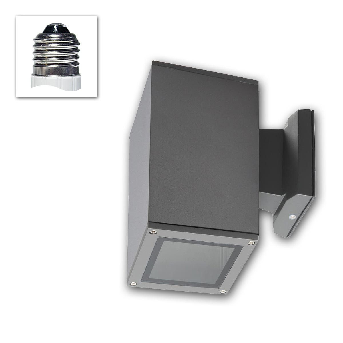 Kanlux LED Außen-Wandleuchte große Wandleuchte LART, 1x E27 230V anthrazit IP54