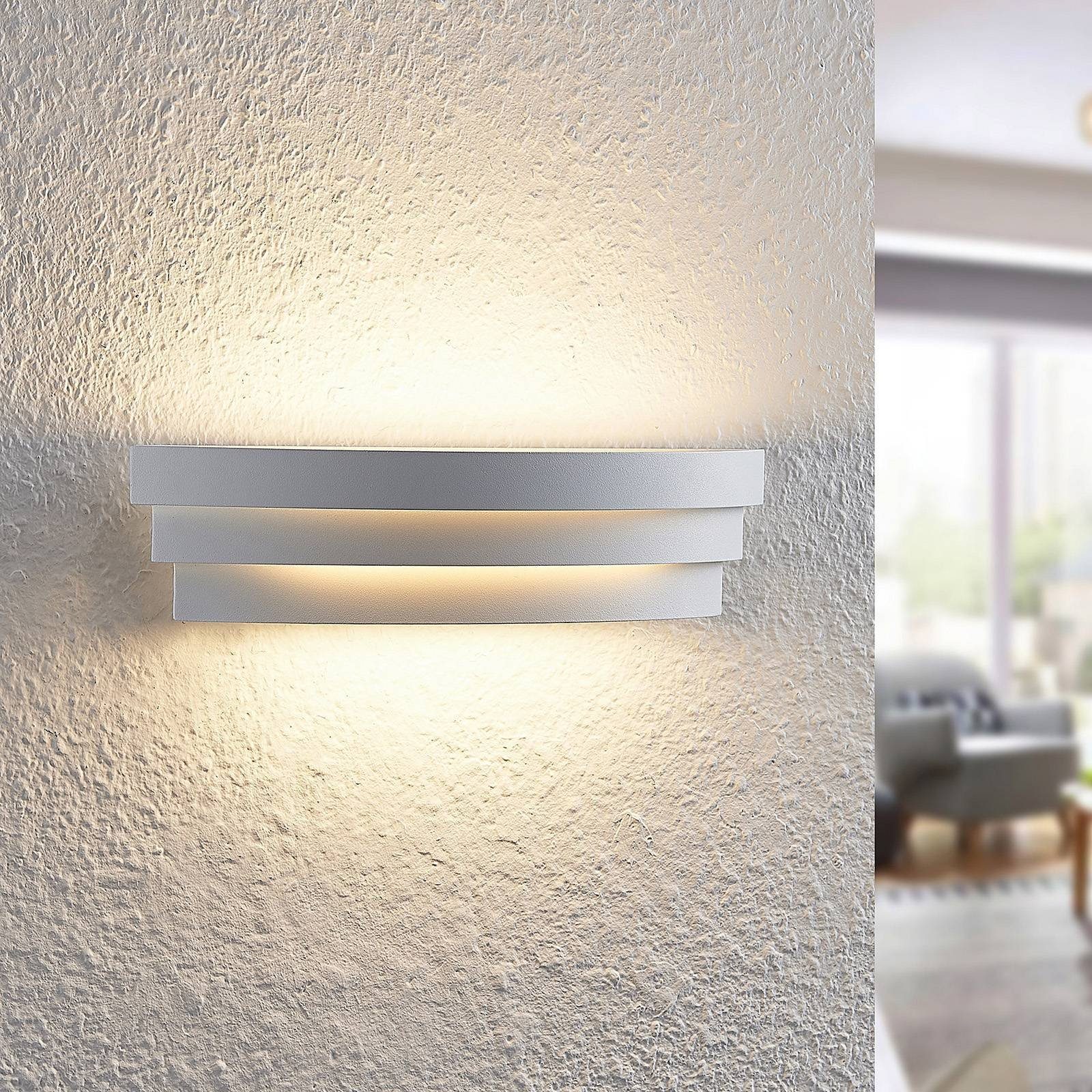 Arcchio LED Wandleuchte Harun, LED-Leuchtmittel fest verbaut, warmweiß, Modern, Aluminium, Eisen, weiß, 1 flammig, inkl. Leuchtmittel