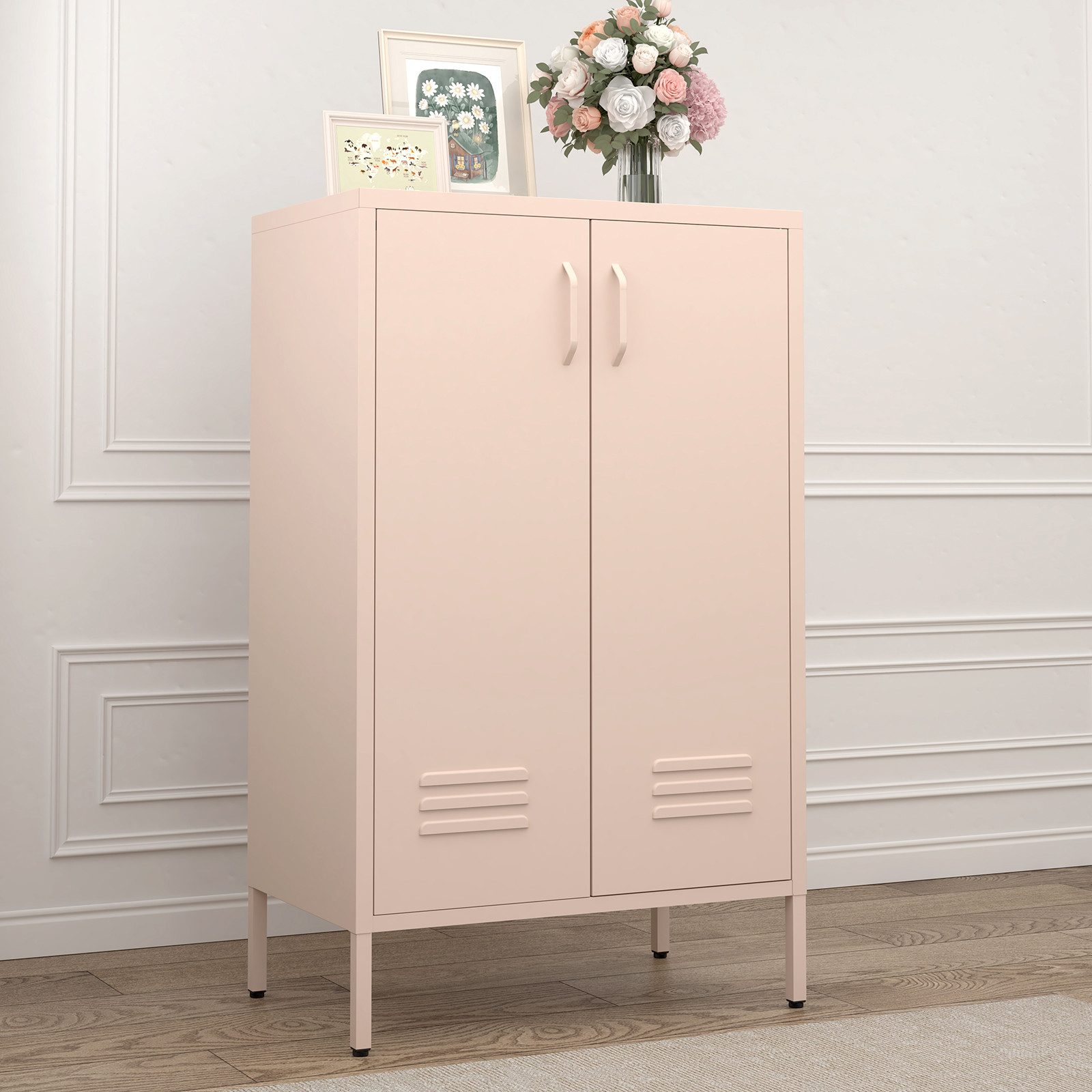 MODFU Aktenschrank Metallspeicherschrank (mit 2 Türen & 2 verstellbaren Regalen, 1-St., 65*35*106.6cm)