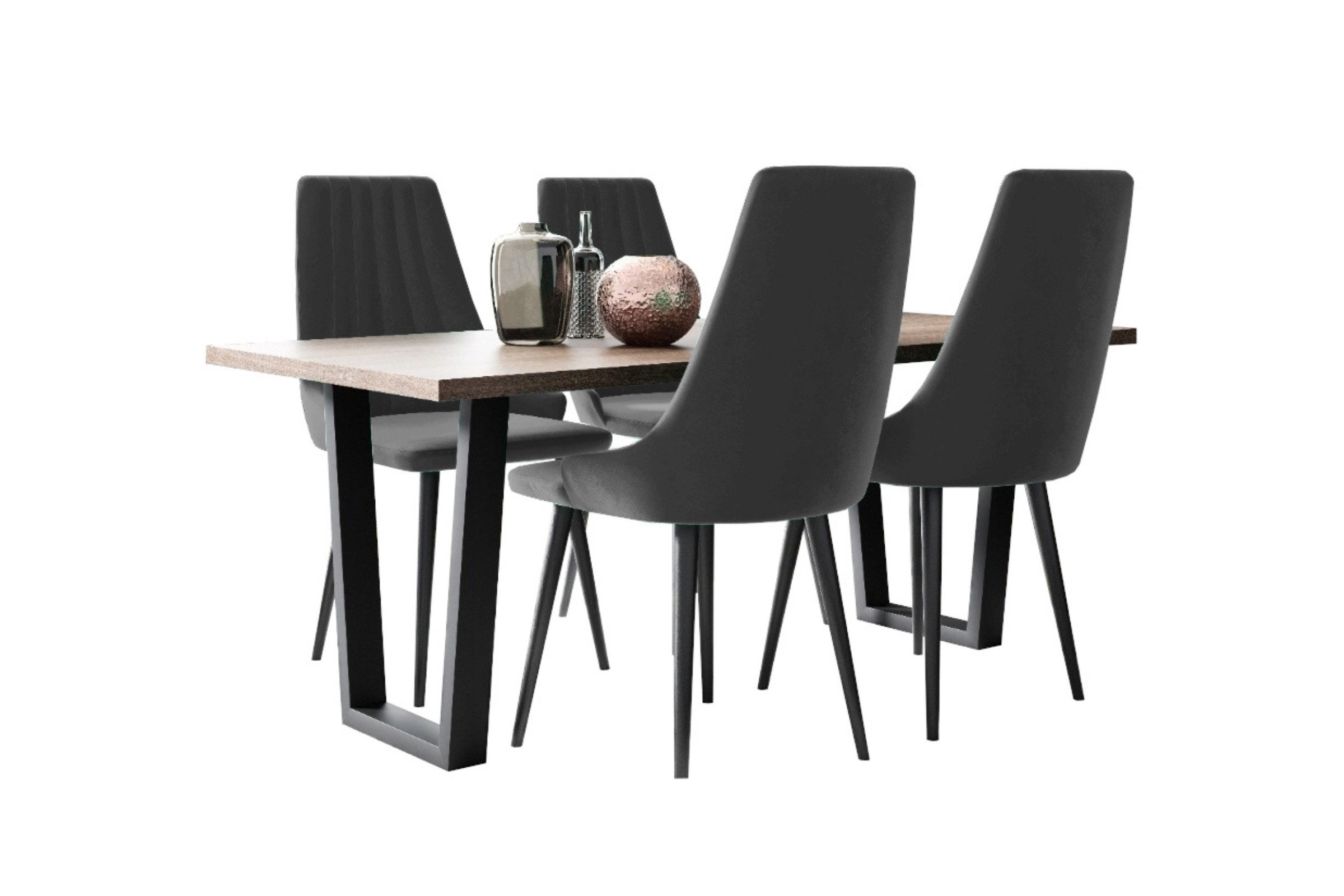 Stühle: Velour Grau M92