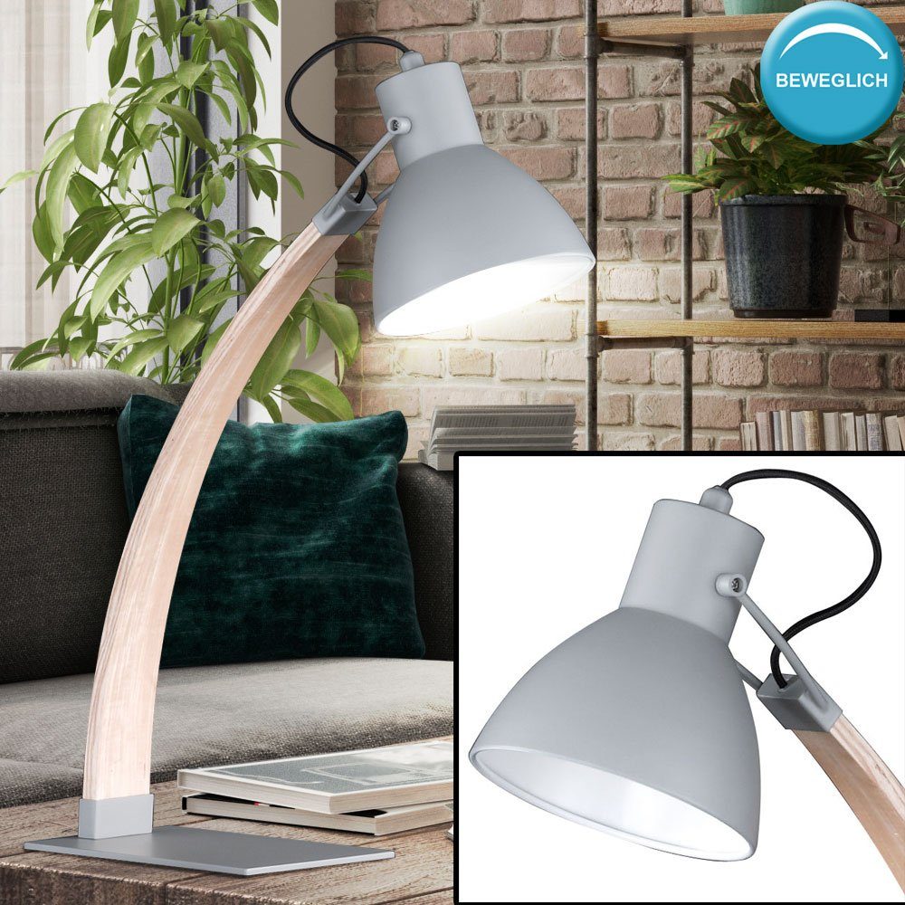 Design Tisch Lampe Holz Natur Wohn Zimmer Lese Strahler Spot Leuchte beweglich 