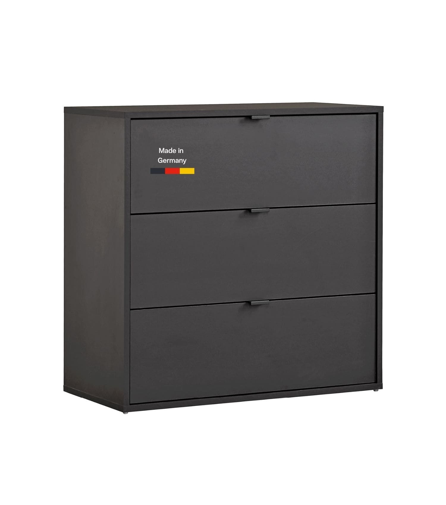 mokebo Sideboard Die Stilvolle (80x73x40cm, mit 3 Schubladen), Made in Germany, Nachttisch, Anrichte, Sideboard in Anthrazit Schwarz
