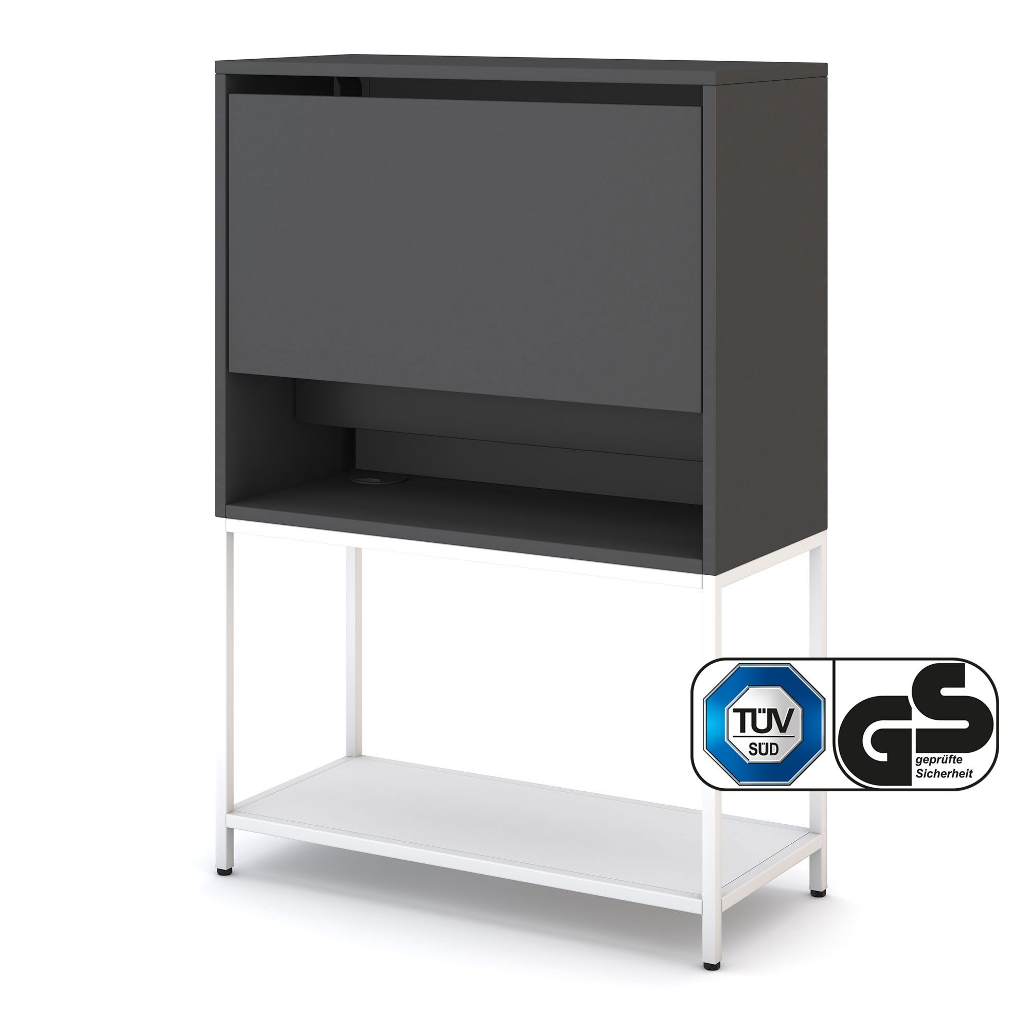 ASSMANN Büromöbel Sekretär CUBAS (74x80cm Anthrazit Weiß Anthrazit, einfache Montage, für Homeoffice), TÜV-zertifiziert
