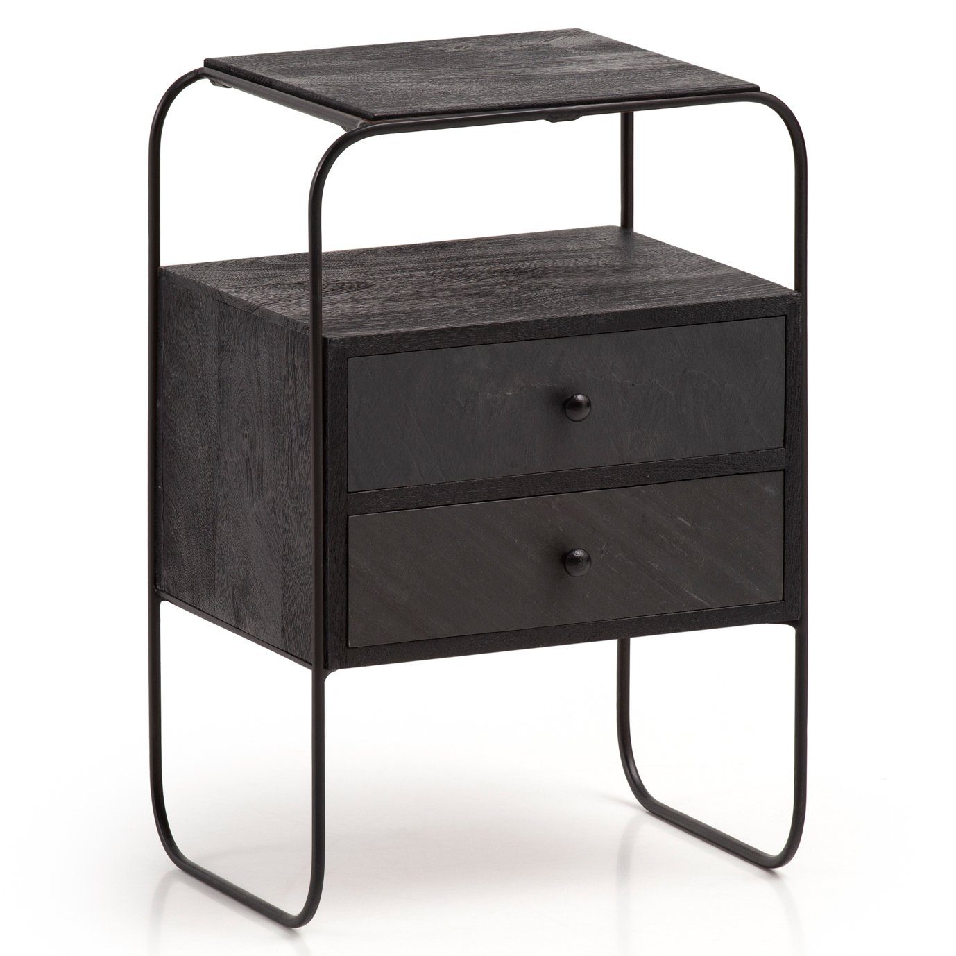 FINEBUY Nachttisch FB55692 (Mango Massivholz Metall, günstig online kaufen