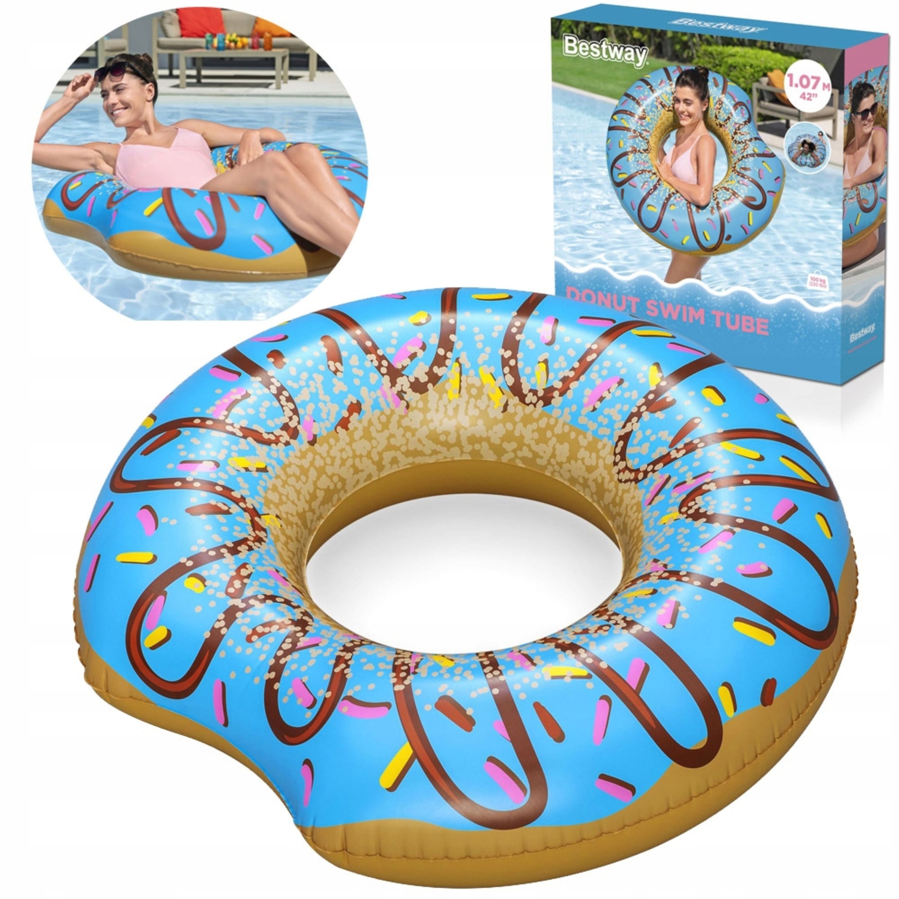 Schwimmring Bestway Schwimmring Donut Blau 107 cm XXL Pool Schwimmreifen
