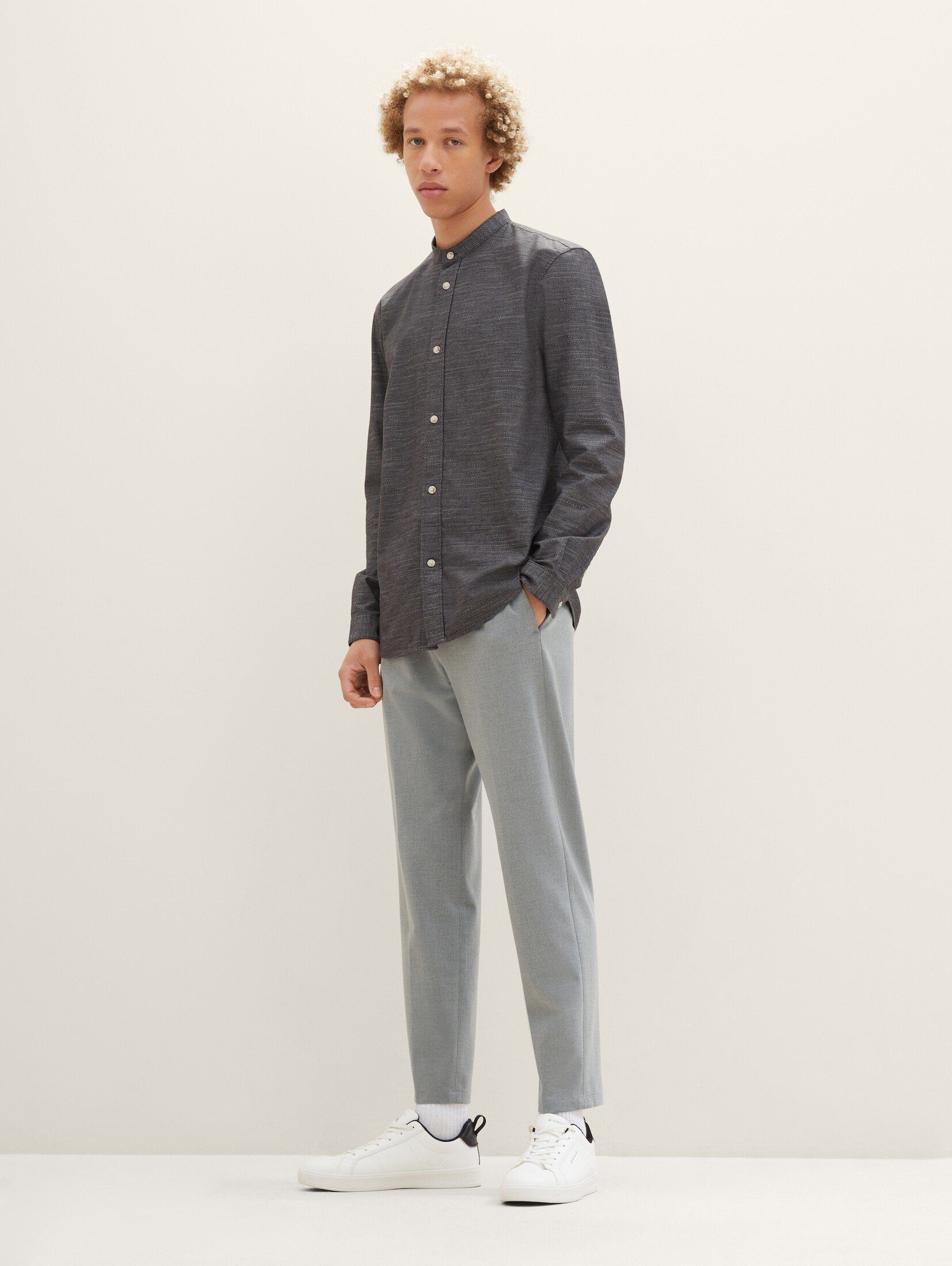 Melange Tapered Relaxed Grey Chinohose Chino Denim TAILOR Heather TOM