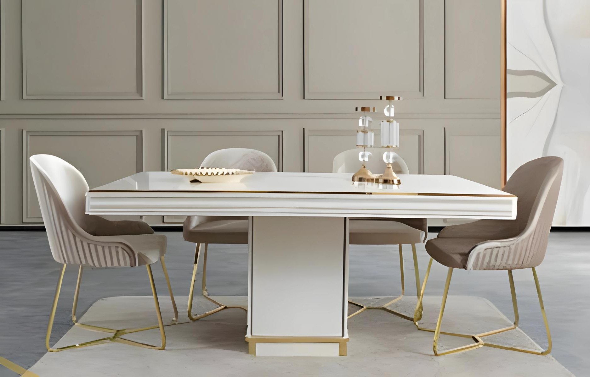 Xlmoebel Essgruppe Elegantes Esszimmer Set mit Esstisch, 4 Stühlen und Sideboard, (Essgruppe, 6-tlg., Essgruppe 6-teilig), Made in Europa
