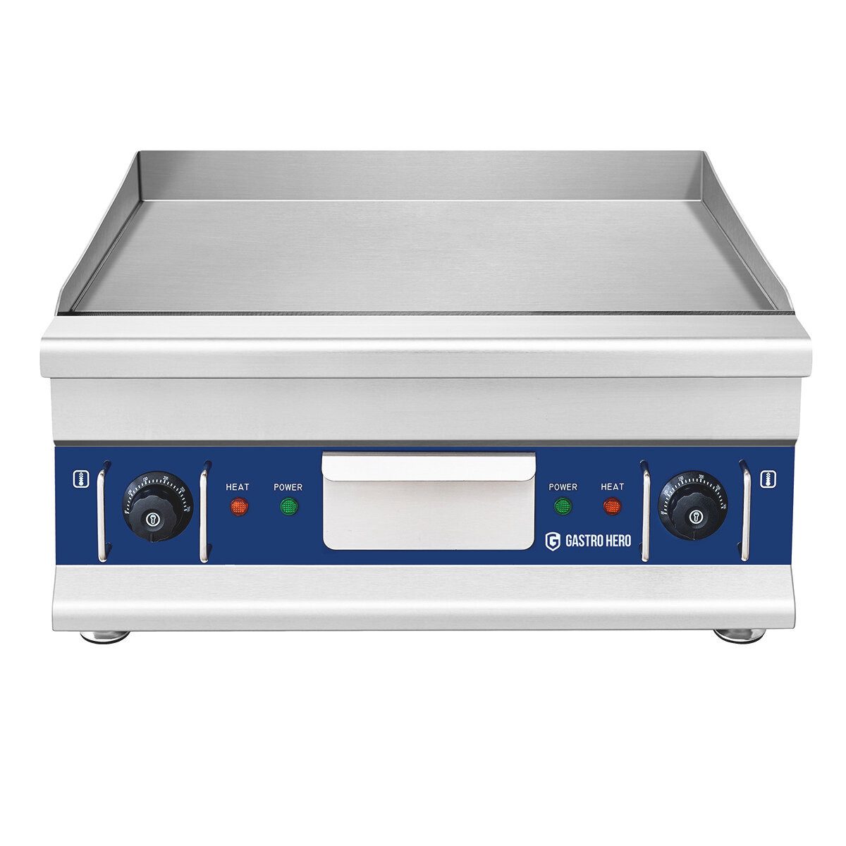 GastroHero Elektrogrill Elektro Grillplatte glatt 600 mm 5 kW Tischgerät Edelstahl, Fettfangrinne, Spritzschutz, frontseitige Bedienelemente – Bild 3 von 5