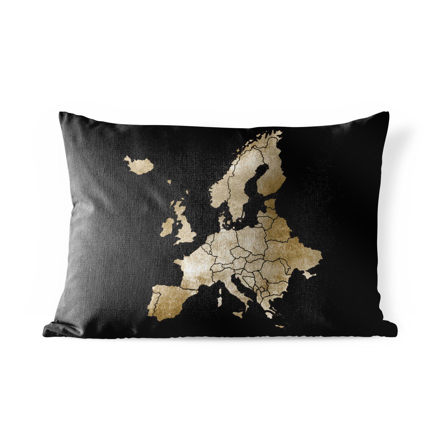 Gold, MuchoWow Dekokissenbezug, - Dekokissen Polyester, Outdoor-Dekorationskissen, - Europa Kissenhülle Karte