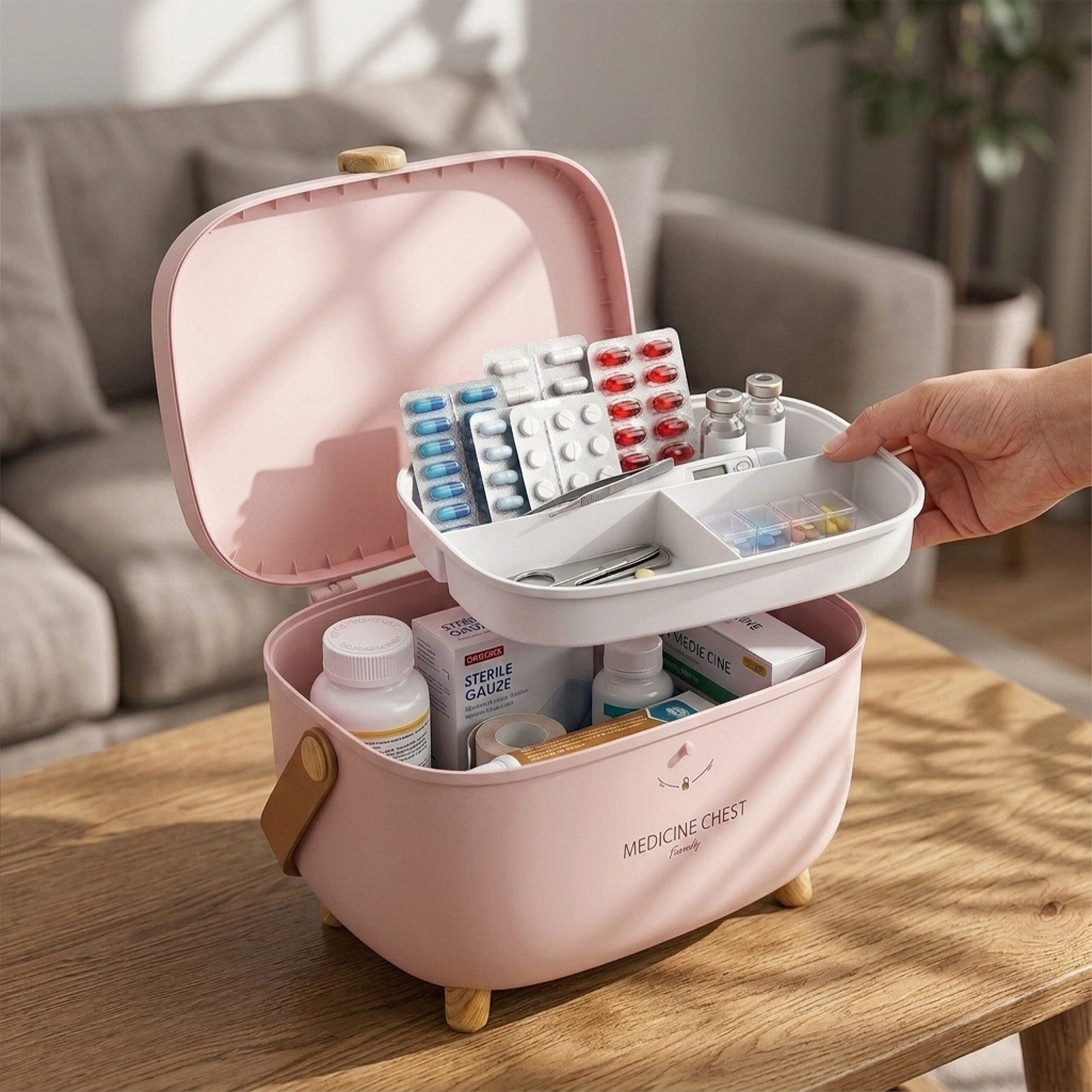 relaxdays Erste-Hilfe-Koffer Medizinbox aus Kunststoff, (1 St), Rosa – Bild 5 von 5