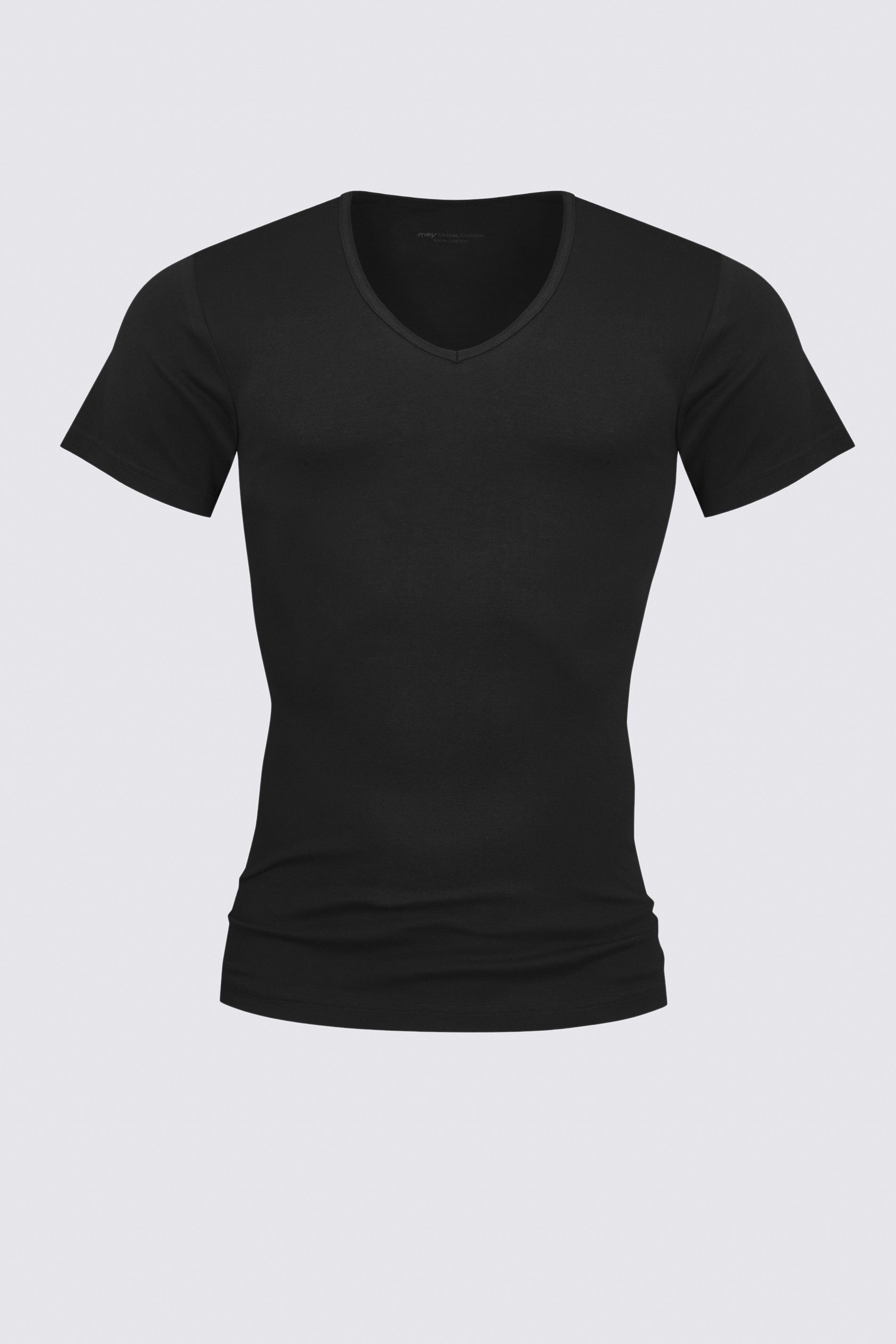 Casual Mey Schwarz Cotton unifarben (1-tlg) Serie V-Shirt