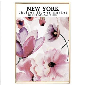 homestyle-accessoires Poster Bilder Set NEW YORK CHELSEA FLOWER MARKET 6er DIN A4/DIN A3, Ohne Bilderrahmen