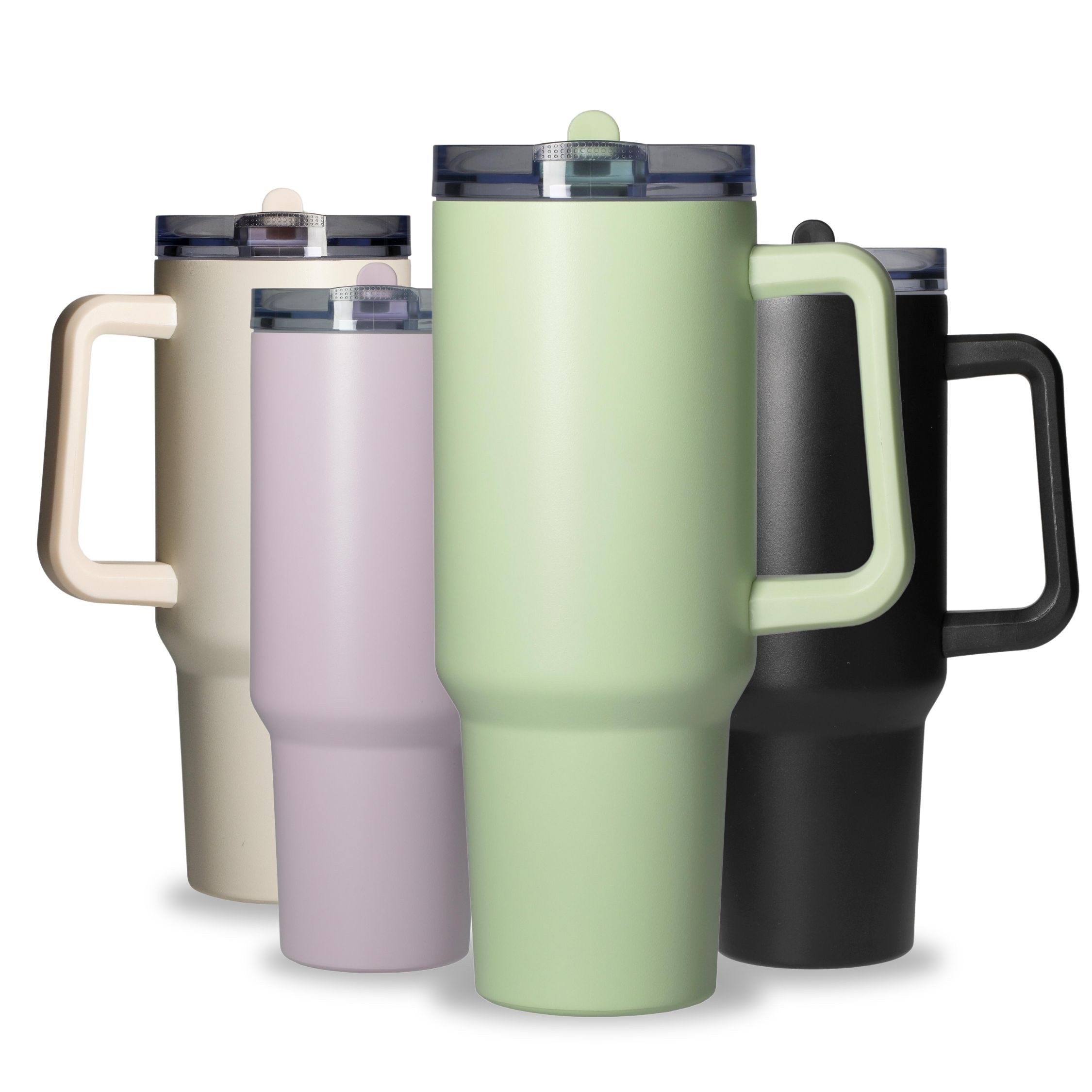 elasto Becher Edelstahl Trinkbecher mit Deckel und Strohhalm 1,2 Liter, isoliert, robust, für unterwegs