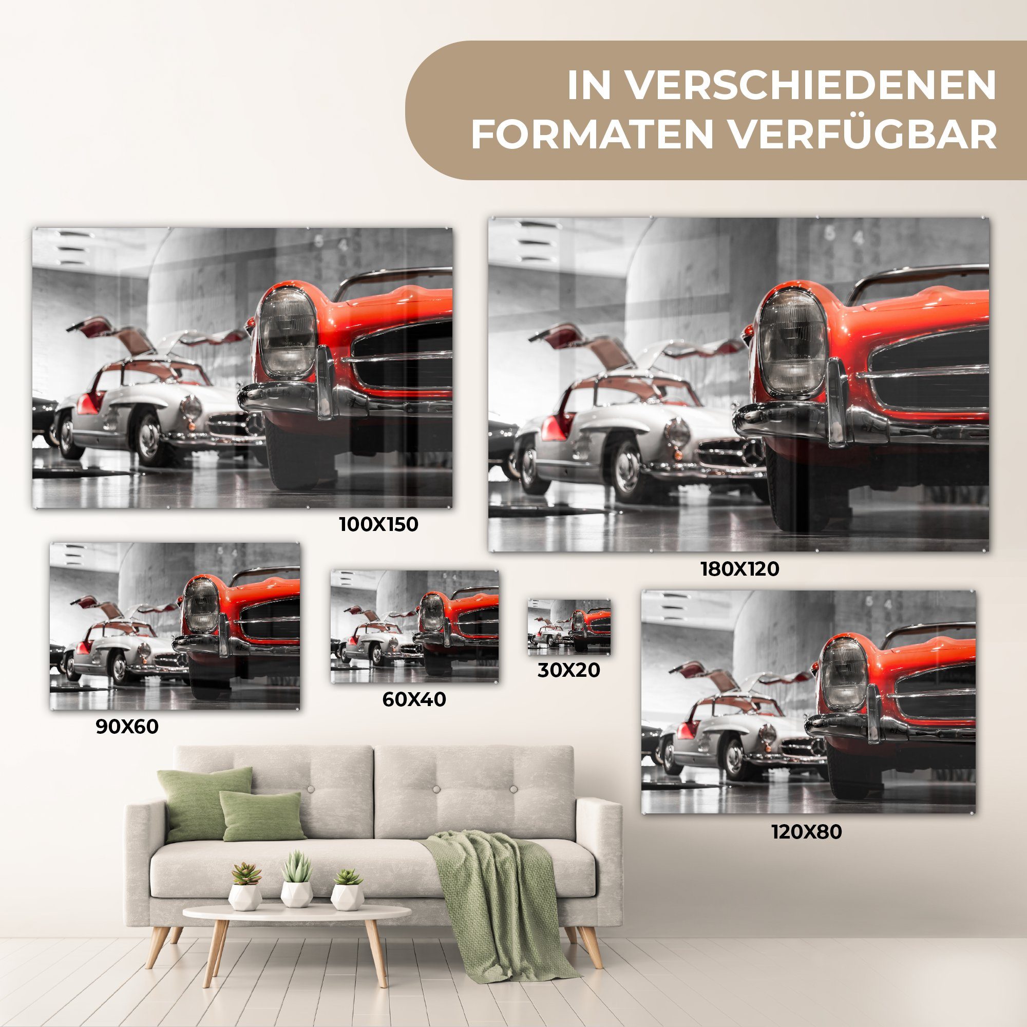 (1 Auto - MuchoWow Wohnzimmer Schlafzimmer & Mercedes St), Acrylglasbilder Garage, Acrylglasbild -