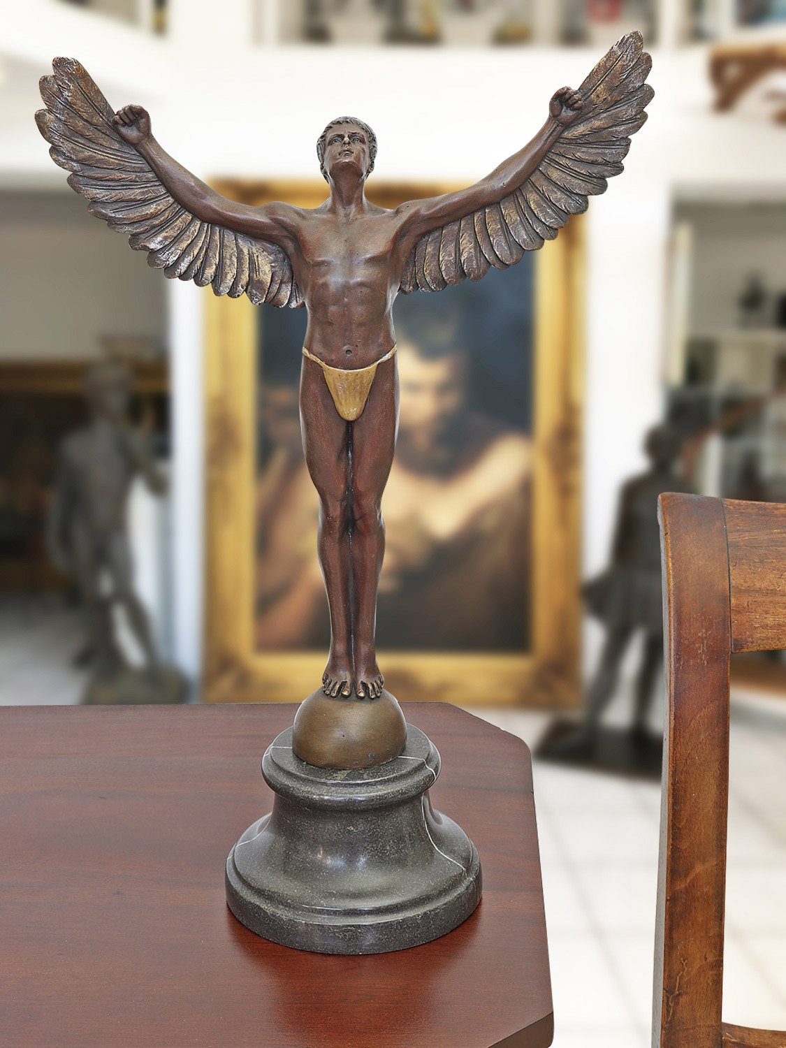 Aubaho Skulptur Bronzeskulptur Ikarus Statue Antik-Stil Bronze Figur im - 40,8cm