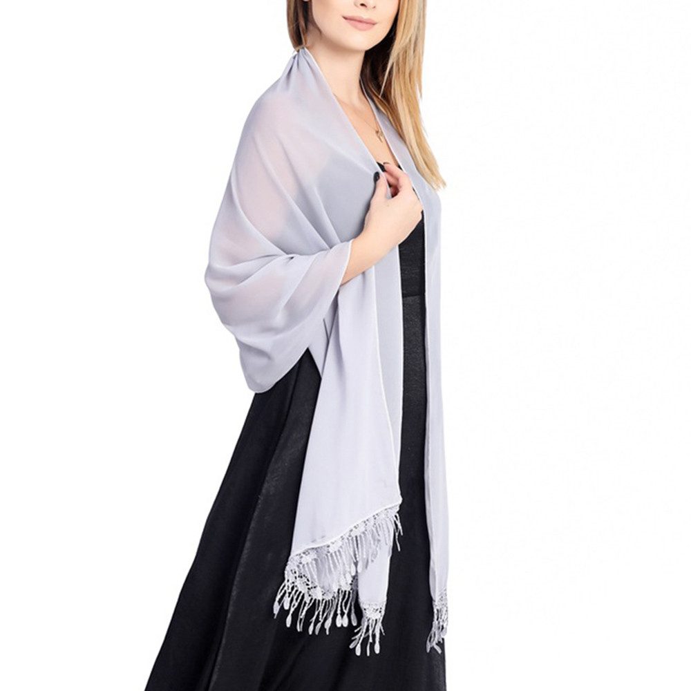 Zaewry Modeschal Spitze Stola für Abendkleider mit Quasten Damenschal, für Abend Party Mesh Hochzeit Schals