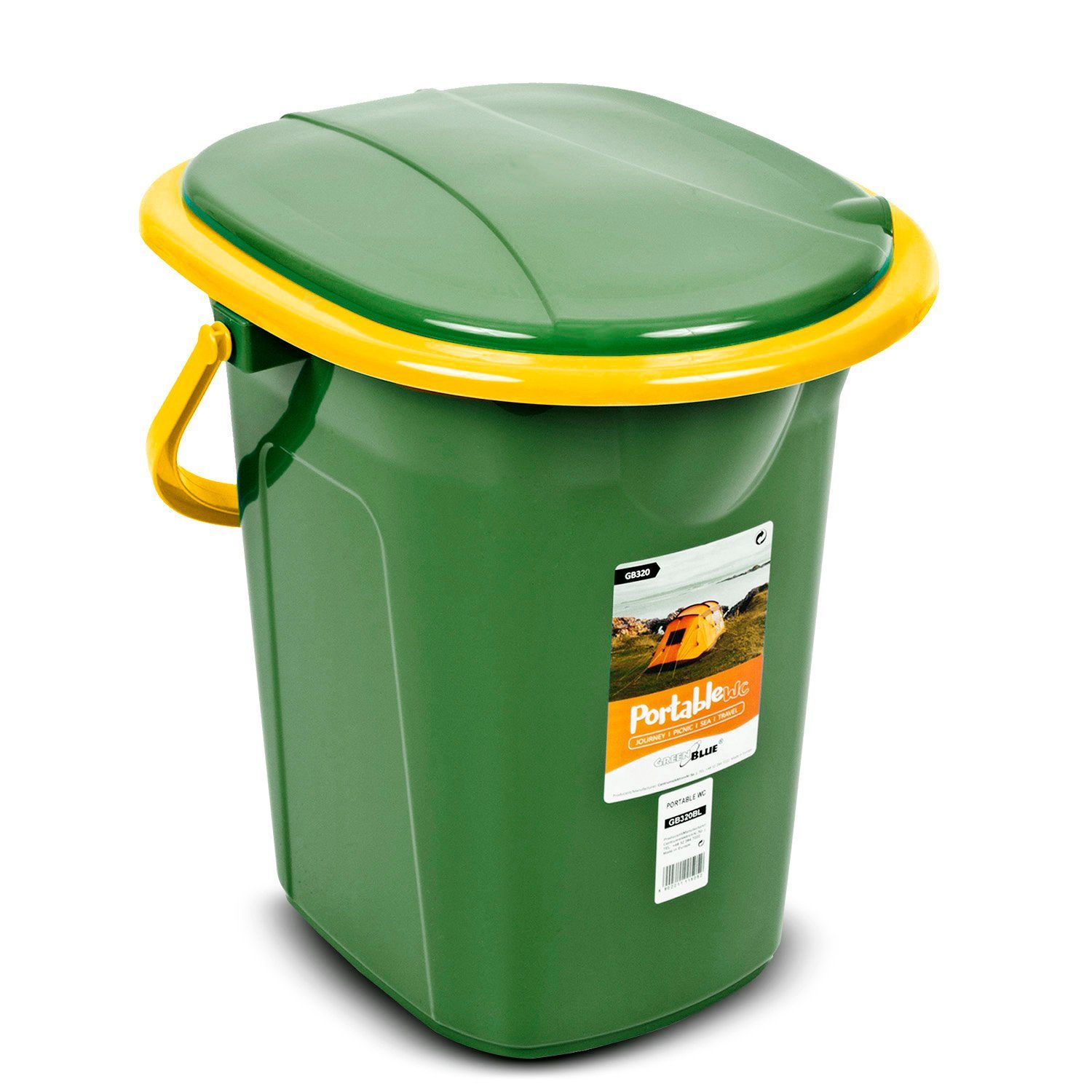 GreenBlue Campingtoilette GB320 Tragbarer Toiletten-Eimer mit Tragegriff 19L, Toilettenpapierhalter, Auskipp-Hilfe für Camping, Wohnwagen, Boot – Bild 5 von 5