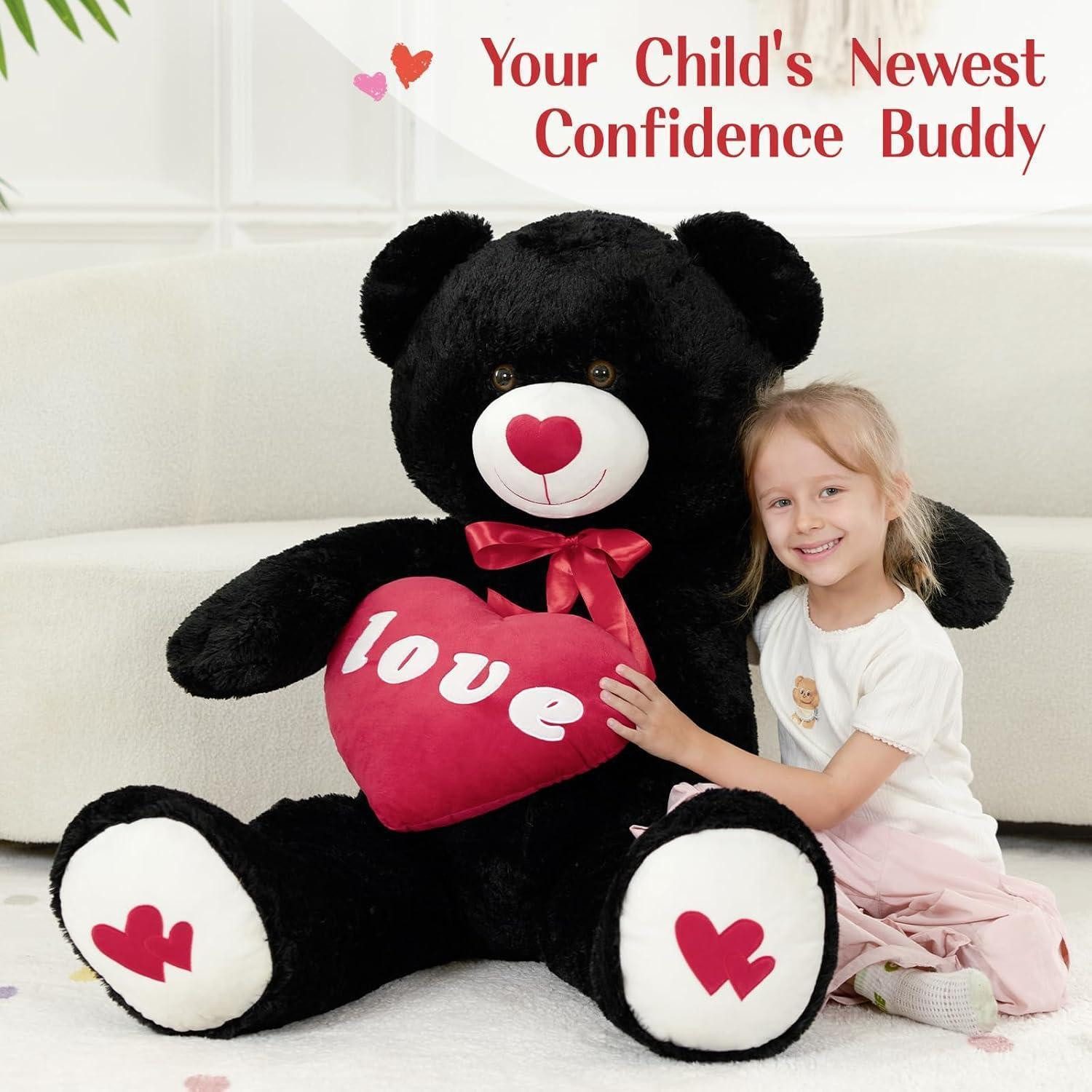 LuxusKollektion Kuscheltier Teddybär XXL 130cm Herz I Love You Männer Black
