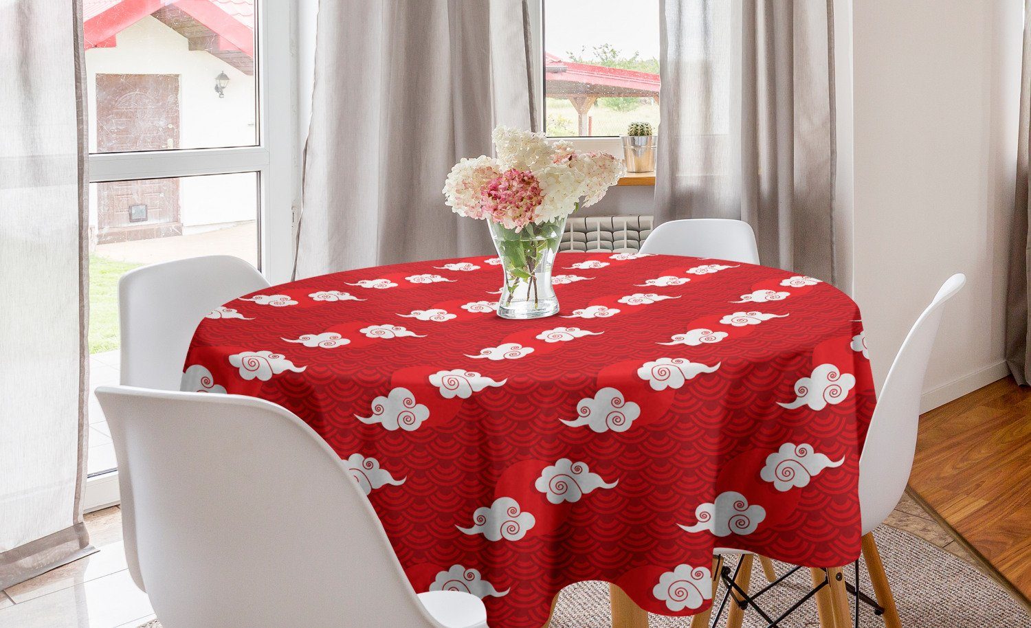 Abakuhaus Tischdecke Kreis Abdeckung japanisch Küche und Tischdecke Wolken Skala-Muster Esszimmer für Dekoration