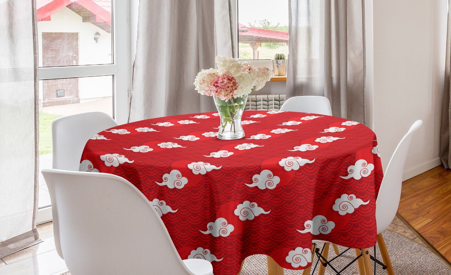 und Tischdecke Dekoration, Esszimmer Abakuhaus Abdeckung für Wolken Skala-Muster Kreis Küche Tischdecke japanisch