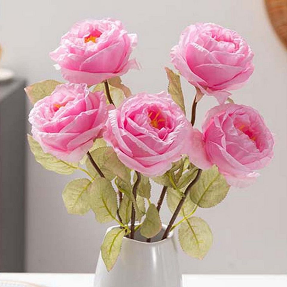 Kunstpflanze Rayon-Rosenstrauß, Hochzeitsstrauß mit gebackenen Kunstblumen,  Rosen, FIDDY, Hochzeitssträuße, künstliche Rosen, Röstrandrosen
