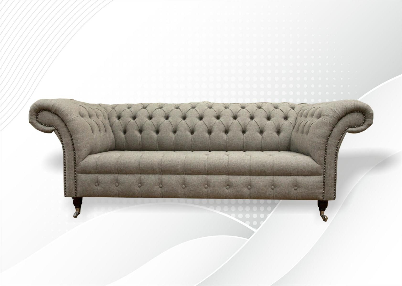 Chesterfield-Sofa Beige Chesterfield Sofa mit edelstahl- und Holzfüßen