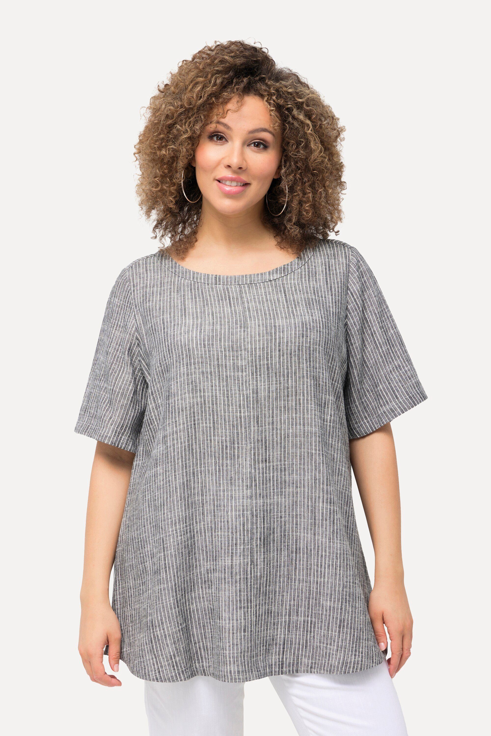 Ulla Popken Longbluse Bluse Leinenmix Streifen günstig online kaufen