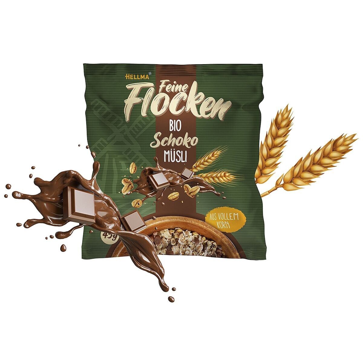 Hellma Cerealien Bio Schoko Müsli, 40x 45 g, Einzelportionen