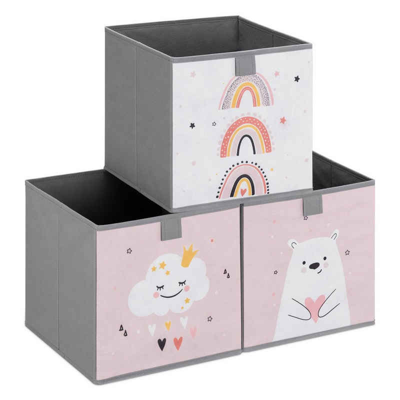 Navaris Aufbewahrungsbox, Kinder Aufbewahrungsbox 3er Set - Wolke Motiv Kisten mit Griff