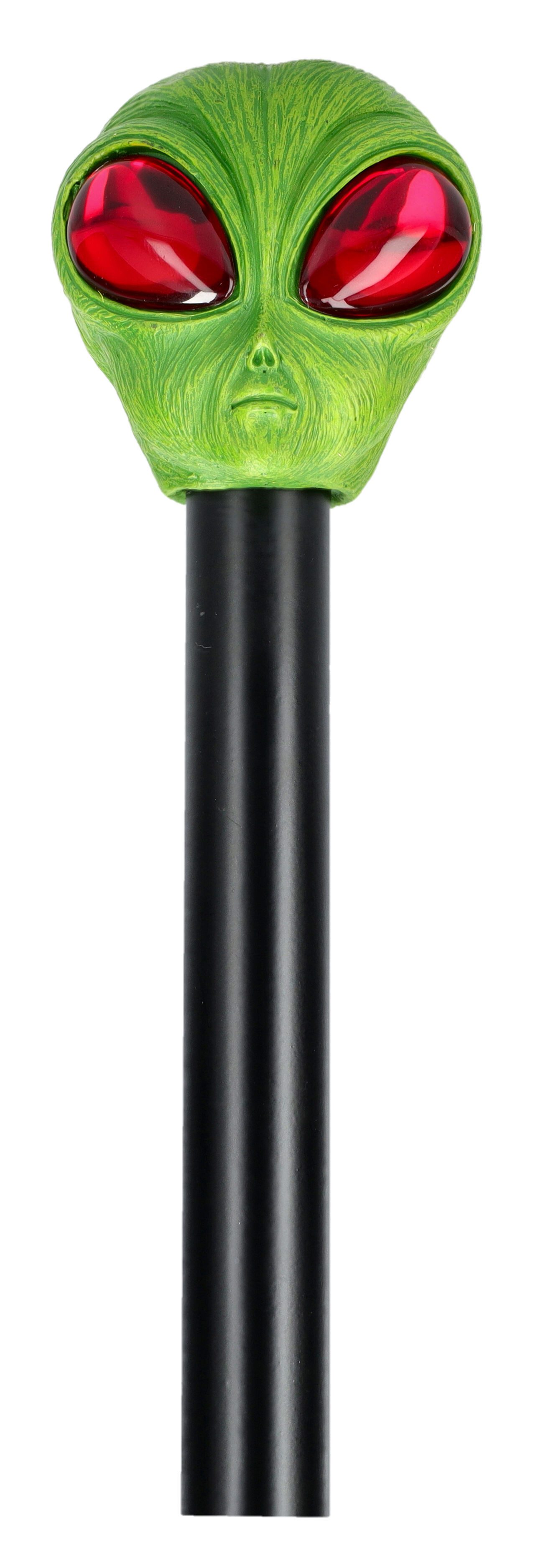 Figuren Shop GmbH Gehstock Spazierstock - Alien - Gehstock Accessoire Außerirderscher Alienkopf