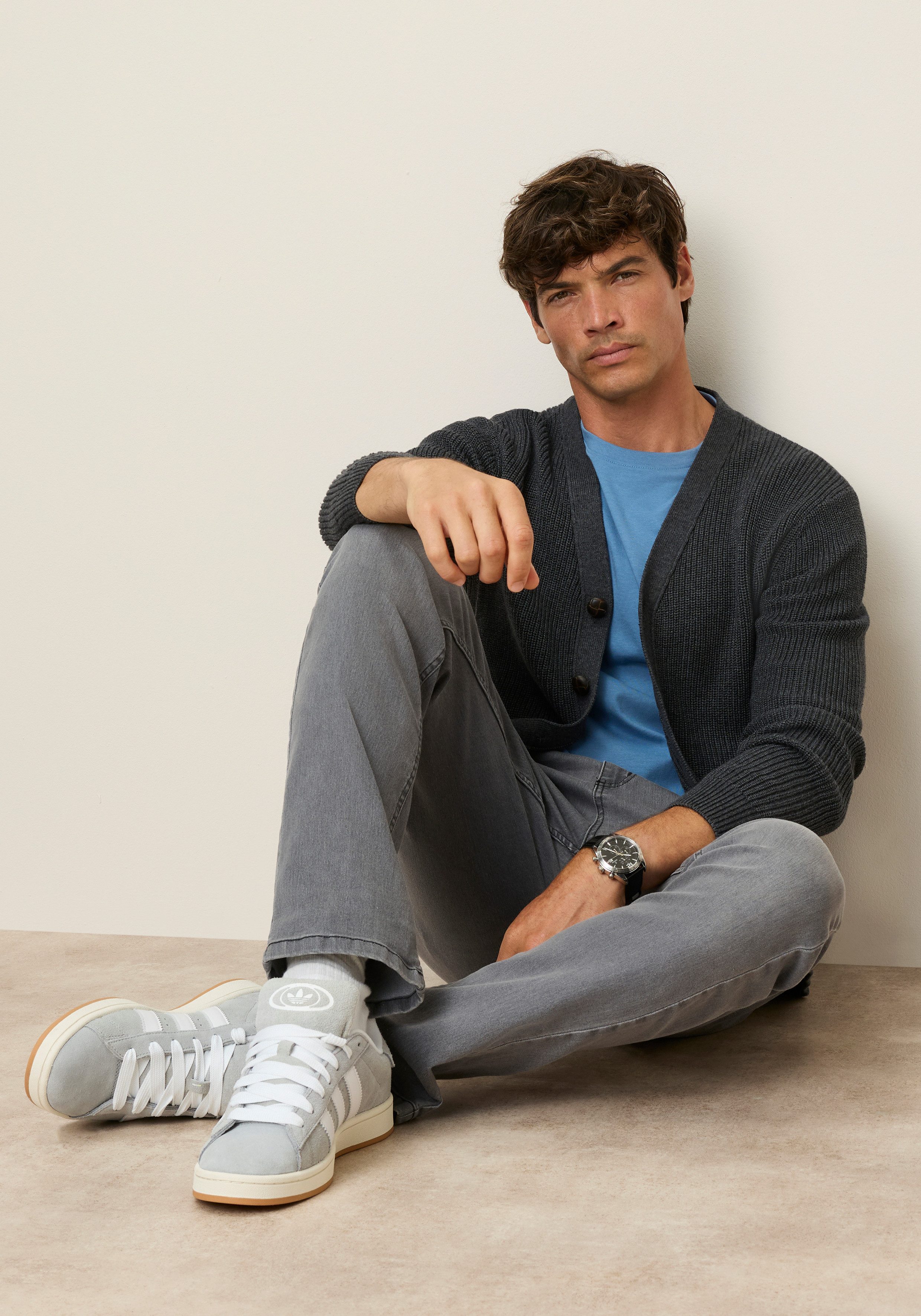 Man's World Strickjacke Neue Kollektion! Highlight Rippenqualität Regular fit, mit melierter Optik, mit Knopfleiste, Langarm – Bild 4 von 5
