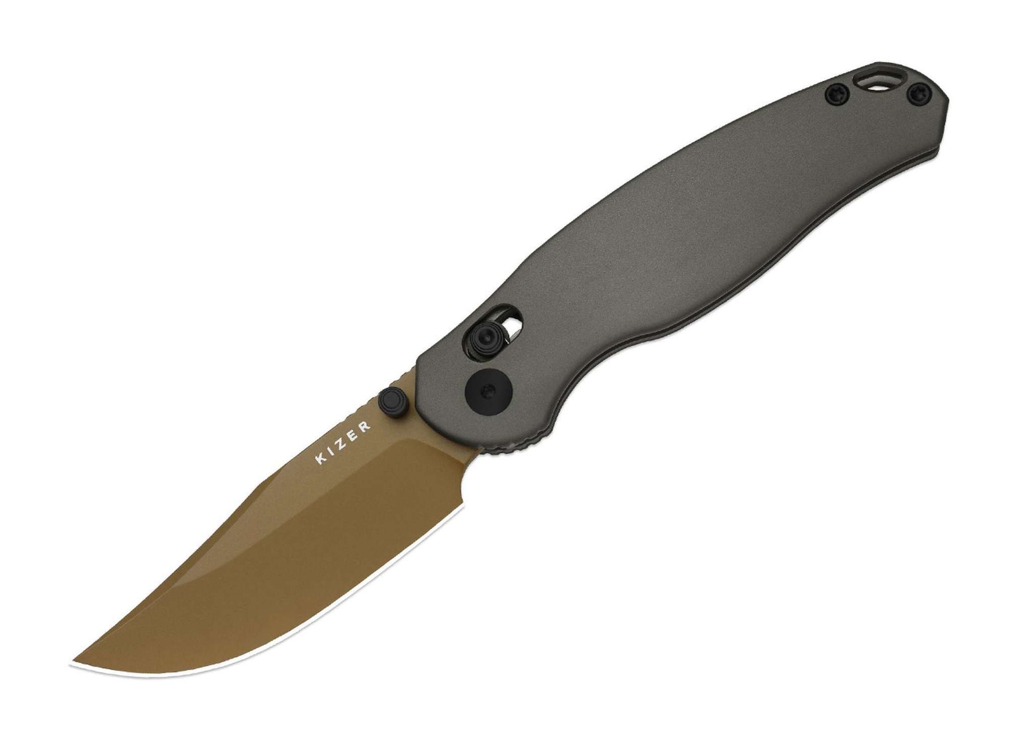 Kizer Taschenmesser Kizer Phoca CC AEB-L Grey Aluminum Sunset PVD
