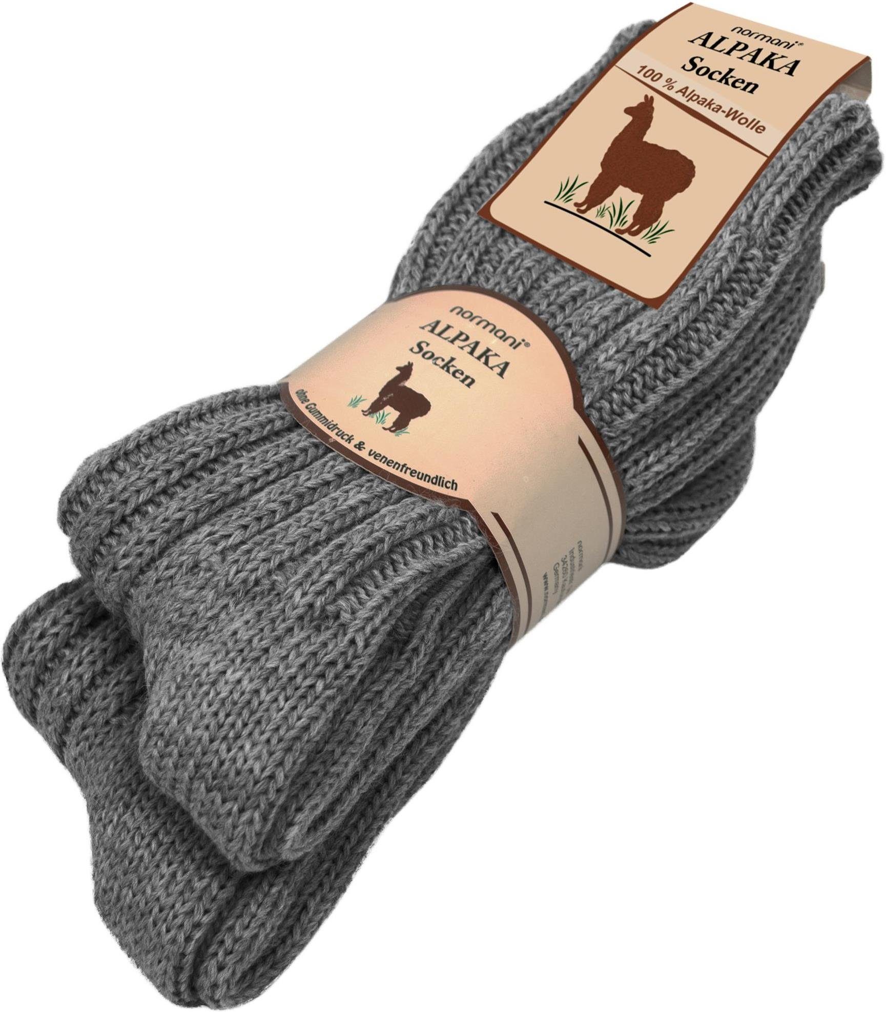 normani Thermosocken 2 Paar Alpaka-Socken mit Wolle (Set, 2 Paar) hochwertige Alpaka-Wolle Anthrazit