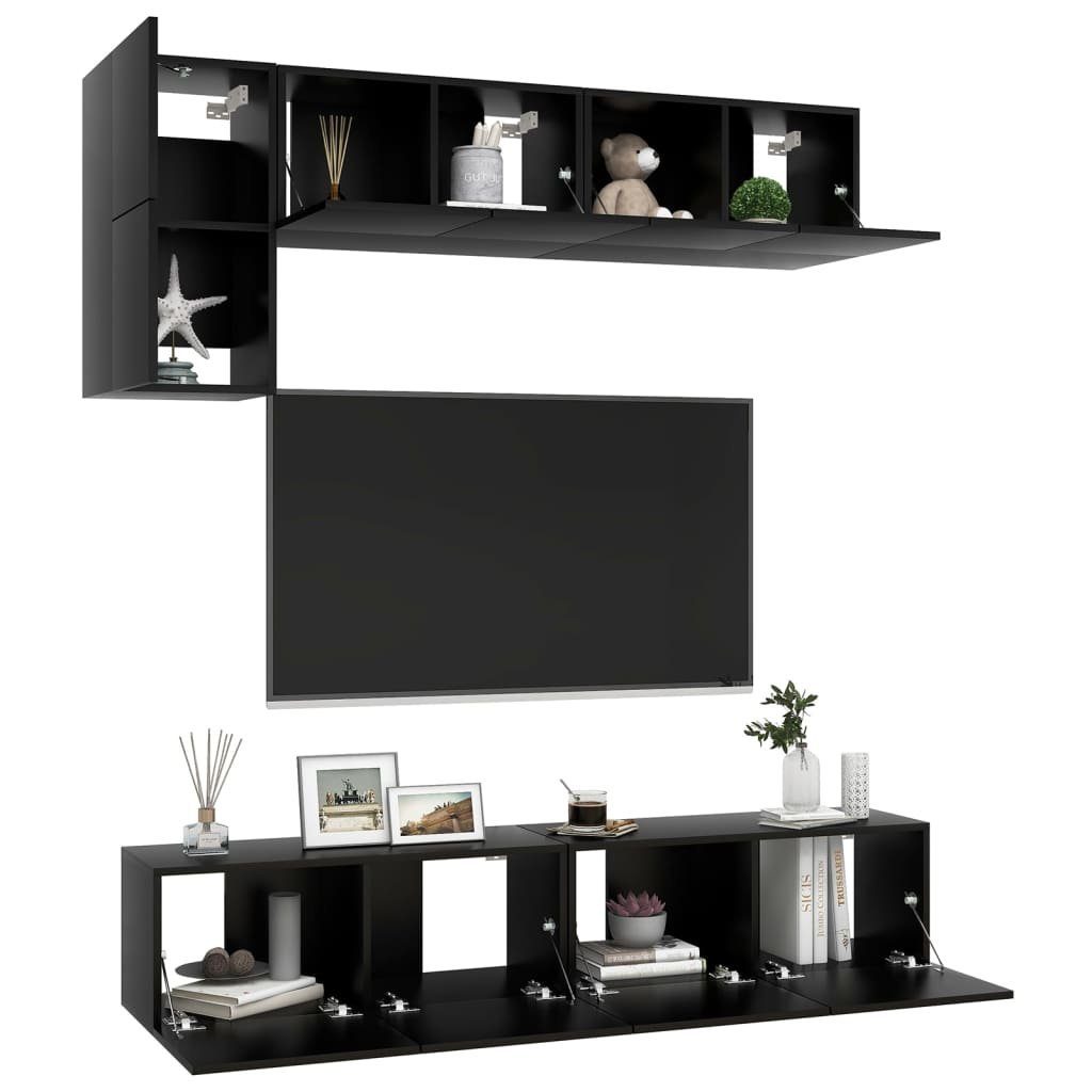 TV-Schrank-Set 5-tlg. Schwarz TV-Schrank Holzwerkstoff furnicato