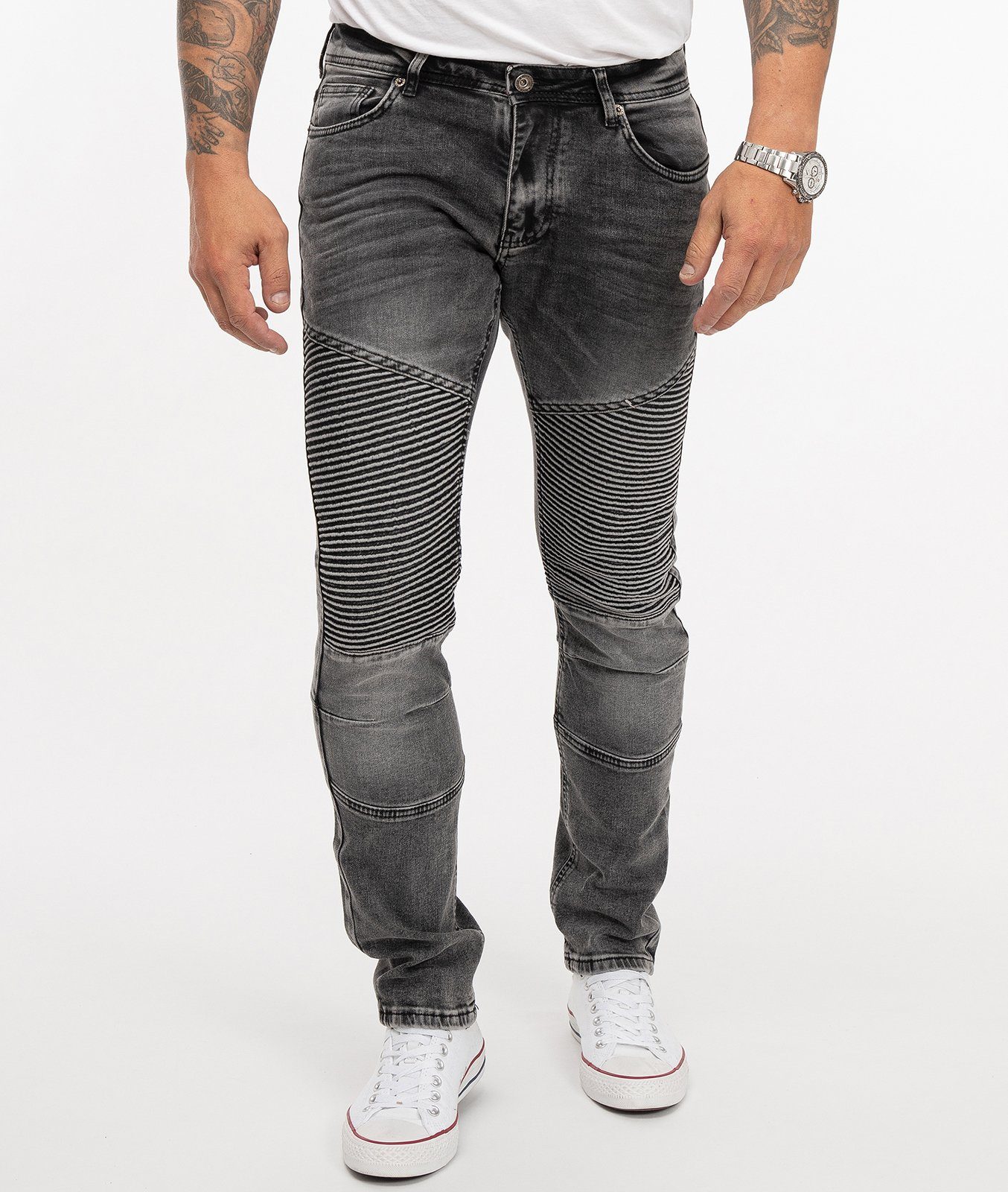 Herren RC-2186 Creek Biker-Style Slim-fit-Jeans Fit Rock Jeans Slim