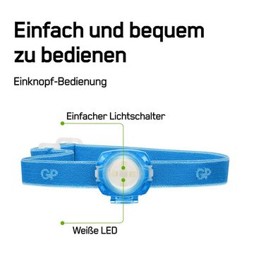 GP Batteries Stirnlampe Discovery CH31, abnehmbare Leuchte, mit Clip überall zu befestigen (z.B. Schulranzen)