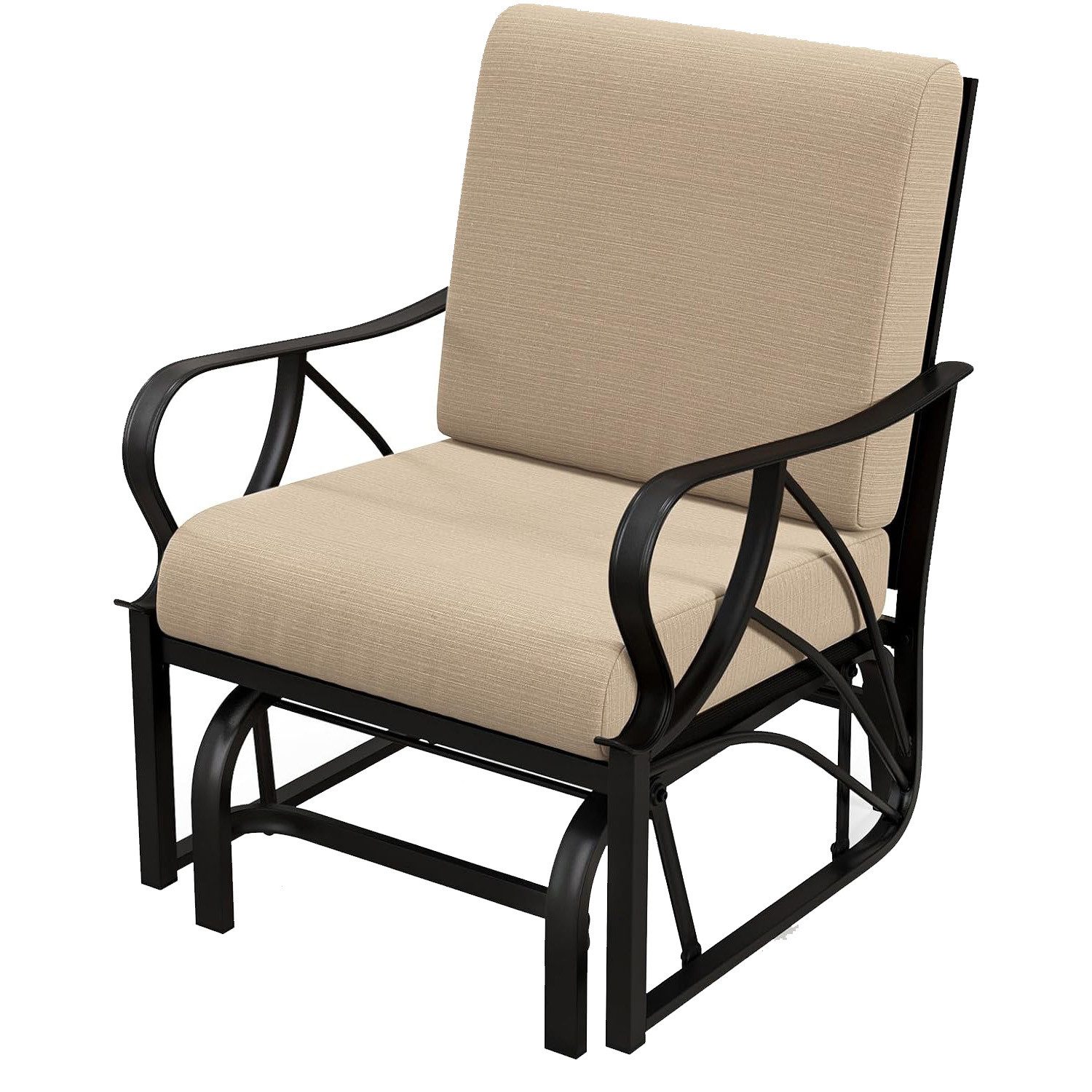 KOMFOTTEU Schaukelstuhl Gartenstuhl, aus Metall mit Sitz- und Rückenkissen