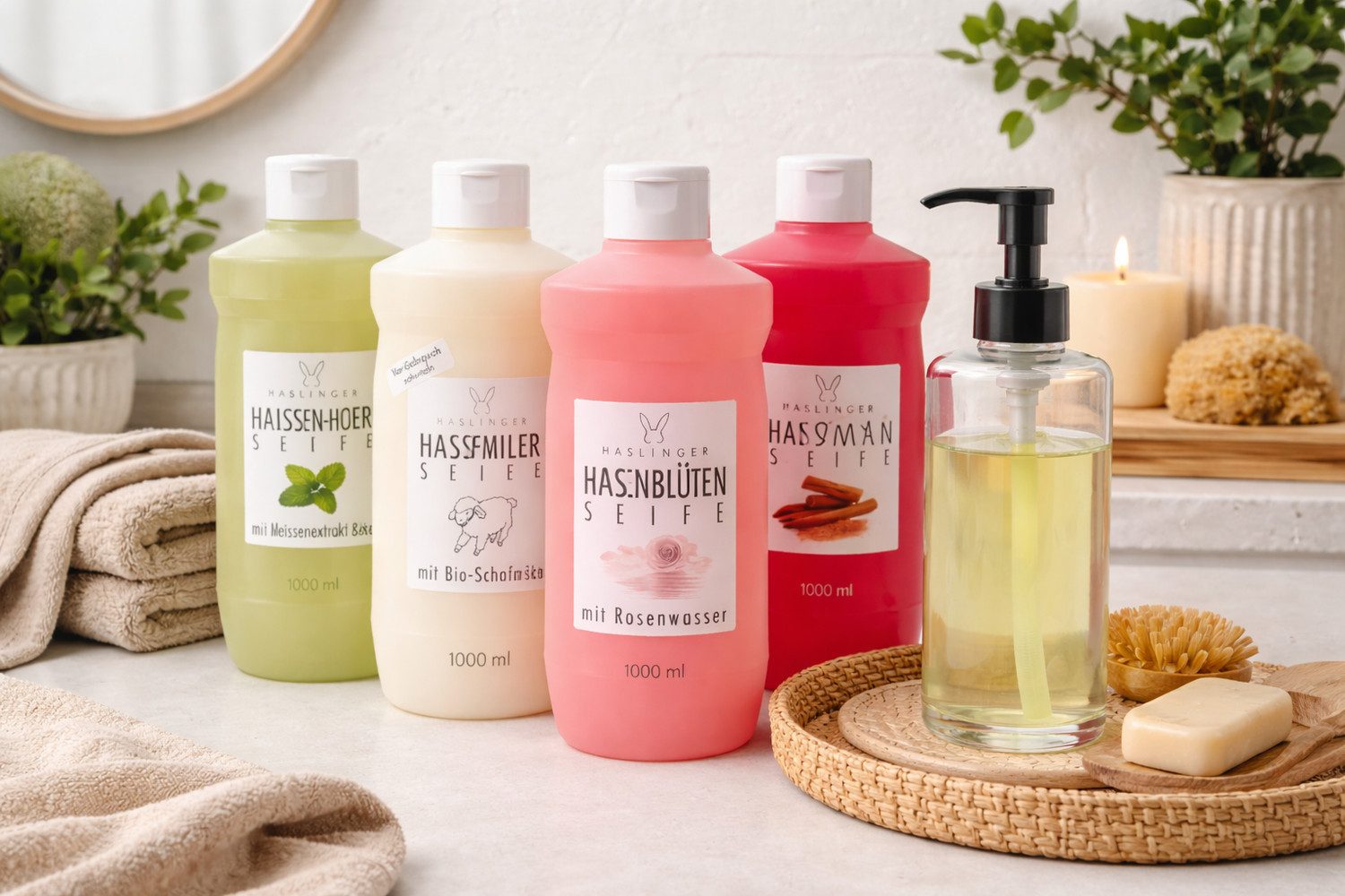Haslinger Flüssigseife Schafmilch, 1-tlg., Seife flüssig, Nachfüller 1000 ml