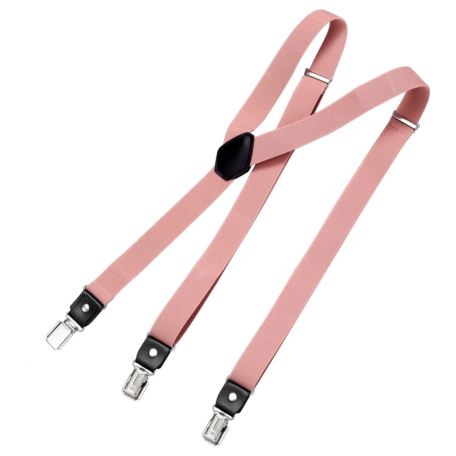 DonDon Hosenträger DonDon® Herren Hosenträger schmal 2,5 cm 3 Clips in Y-Form elastisch (1-St) Y-Form, verstellbar mit Clipverschluß, elastisch, schmal 2.5 cm Rosa