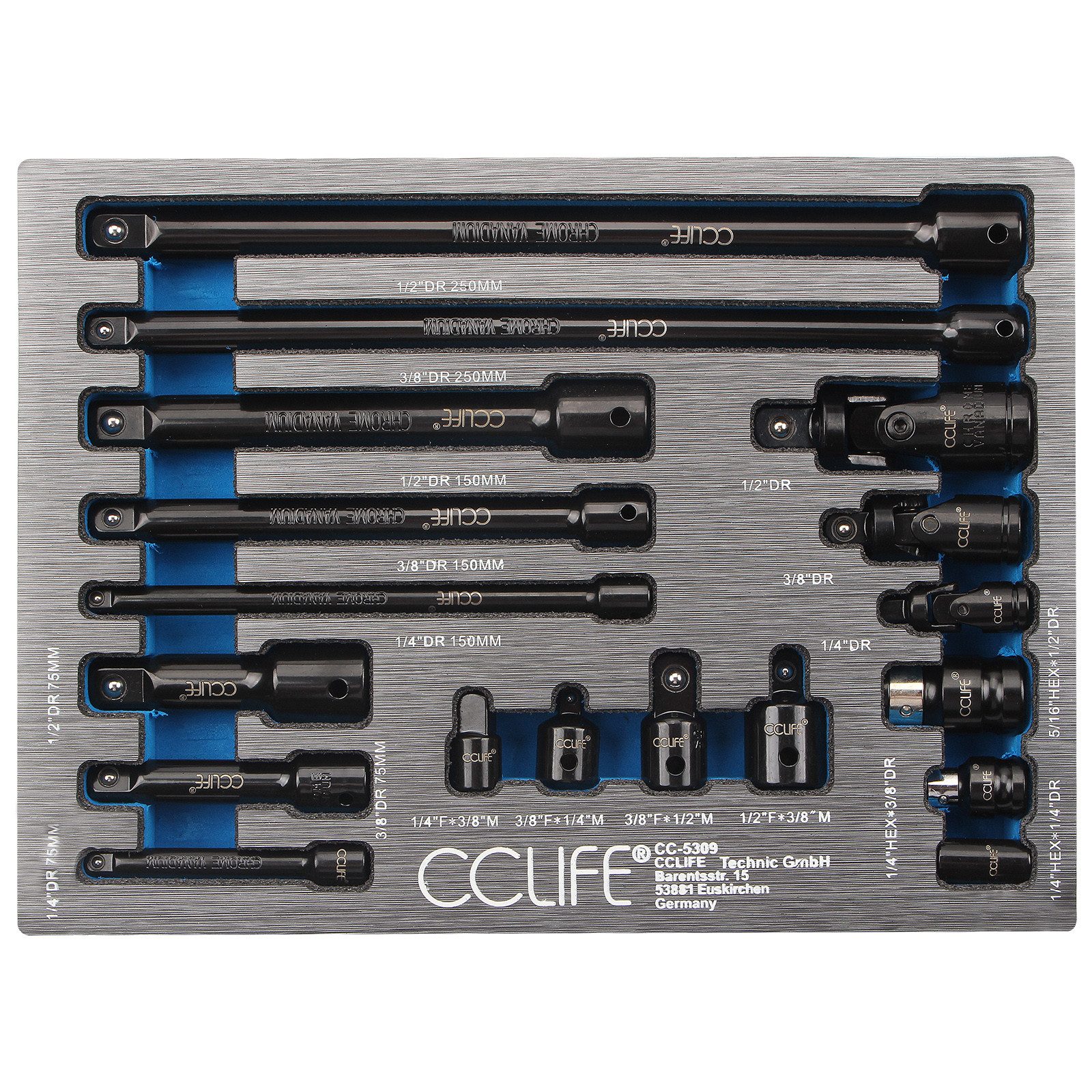 CCLIFE Steckschlüssel Steckschlüssel Verlängerung Satz 1/4' 3/8' 1/2' Ratsche Knarre