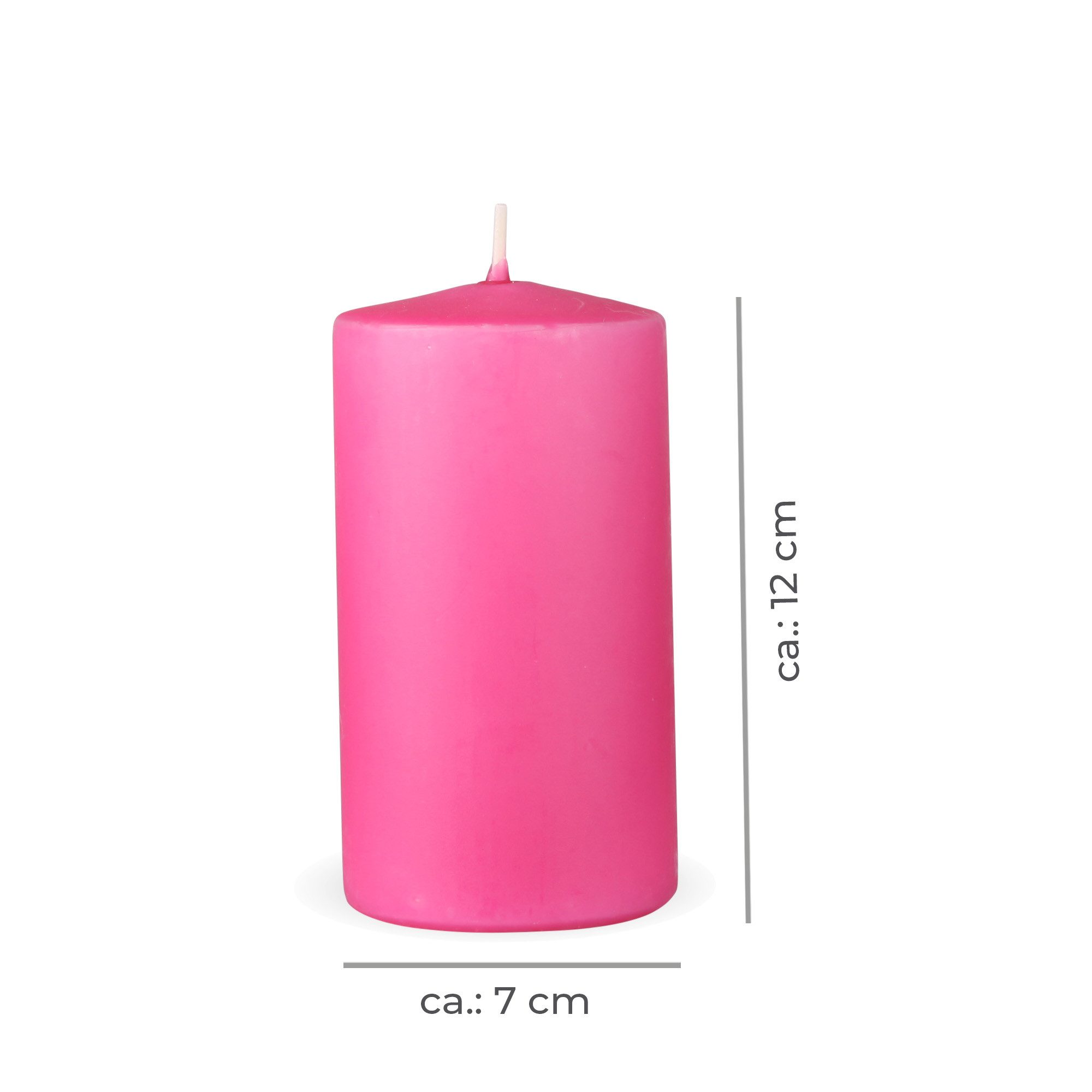 HS Candle Stumpenkerze Säulenkerze Ø7cm (1-tlg), Wachskerzen - unparfümierte Säulenkerzen - viele Farben/Größen