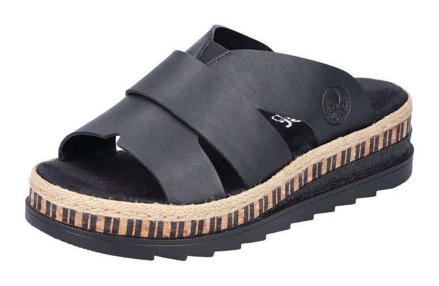 Rieker Pantolette, Keilabsatz, Sommerschuh, Schlappen mit Juteumrahmung günstig online kaufen