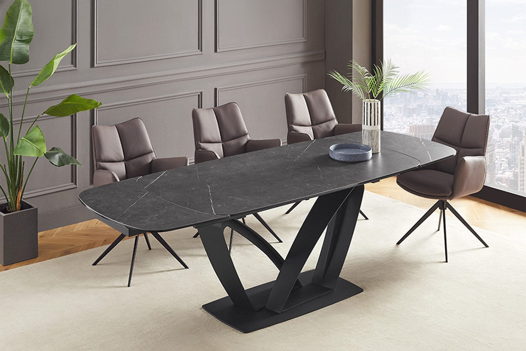 riess-ambiente Esstisch PAPILLON 180-260cm graphit / schwarz · Konferenztis günstig online kaufen