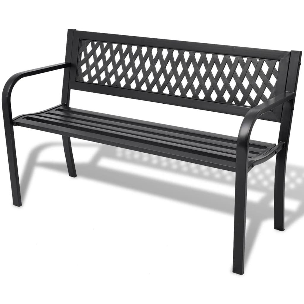 vidaXL Gartenbank Gartenbank 118 cm Stahl Schwarz (2-St)