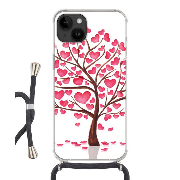 MuchoWow Handyhülle Eine Illustration eines Baumes mit Herzen Handyhülle Telefonhülle Apple iPhone 14