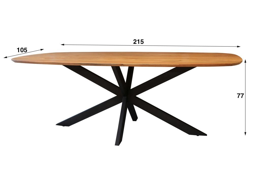 LEVEN Lifestyle Esstisch Esszimmertisch ESCANDI oval Akazie massiv 215 cm, günstig online kaufen