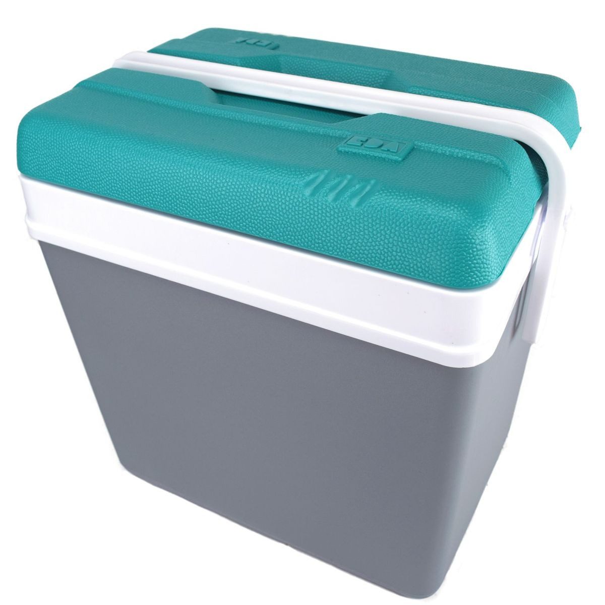 EDA Kühlbox Kühlcontainer in türkis grau 24L aus Kunststoff Kühlbox mit Tragegriff, abnehmbarer Deckel