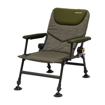 Prologic Angelstuhl INSPIRE LITE-PRO STUHL RECLINER CHAIR MIT ARMLEHNEN 140 kg, Schwenkbare Schlammfuße, Sitzhöhe 33 - 43cm, B 47 X T 40X BRH 52cm